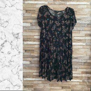 Torrid Black Floral Mini Chalis Skater Dress Size 1